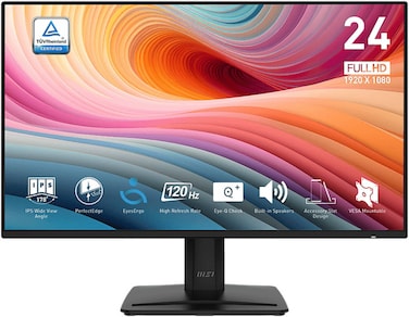 MSI PRO MP242A E2 Business Productivity 24-inch Monitor, IPS Panel, 23.8"-inch 1920 x 1080 (FHD), 120Hz, 1ms, Two built-in speakers, HDMI, DisplayPort and D-Sub(VGA) ports   9S6-3PD1CT-005
