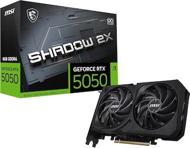MSI Gaming RTX 5050 8G Shadow 2X OC Graphics Card (8GB GDDR6,128-bit, Extreme Performance: 2617MHz, DisplayPort x3 2.1a, HDMI 2.1b, NVIDIA Blackwell Architecture)