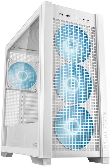 ASUS TUF Gaming GT302 aRGB Mid Tower Case, 4x 140mm ARGB Fans, 360mm Radiator Support, USB-C/A Ports, White   90DC00I3-B19000