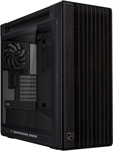 ASUS ProArt P602 Wood Edition Mid Tower Case, Tempered Glass, 2x 200mm + 1x 140mm Fans, 420mm Radiator, Dust Protection, Black   90DC00J0-B09010