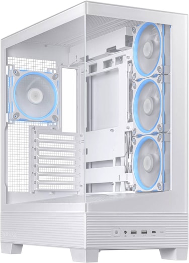 ASUS A31 PLUS Mid Tower ATX Case, 4x ARGB Fans, 360mm Radiator Support, Tempered Glass, White   90DC00R3-B19000