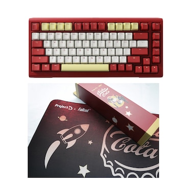 مجموعة Ducky Projectd Fallout Tinker 75% مع لوحة ماوس، RGB، Cherry Mx2A Red، لوحة مفاتيح ألعاب أمريكية