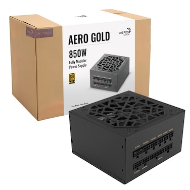AERO GOLD 850W V.2 Black Power Supply   ATX 3.1 & PCIe 5.1 Compatible   80 PLUS Gold Certified   Fully Modular PSU   12V-2x6 Connector   Japanese 105°C Capacitors   Ripple