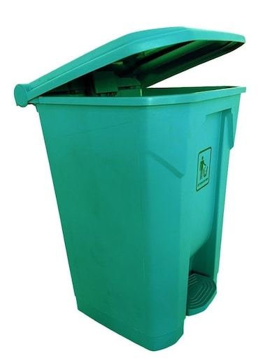 45L Green Step Trash Bin &acirc;&euro;&ldquo; Matte Finish Plastic, Hands-Free Pedal Waste Bin For Kitchens, Bathrooms &amp; Communal Spaces