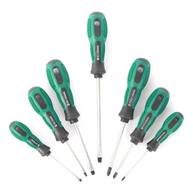 Terminator Screw Driver Set 7 Pcs 3*75mm 5*75mm 6*100mm 6*150mm (+&amp;-) Handle With Tooth Comfort Grip (Taiwan)