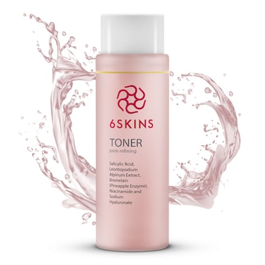 6SKINS&reg; Pore Refining Toner - Salicylic Acid (BHA) with AHA, Niacinamide &amp; Hyaluronic acid   Facial Exfoliant for Enlarged Pores, Wrinkles &amp; Oil Control   Hydrating Face Toner For Glowing Skin 150 ml