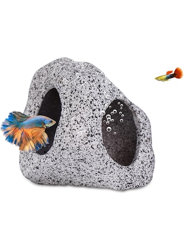 Ameliade Aquarium Decorations Cave Betta Fish Tank Accessories Rock Cave Decor for Shrimp Cichlid Hiding Breeding Small Fish Bowl Hide Decoration Betta Toys Hideout Stones House（Medium）