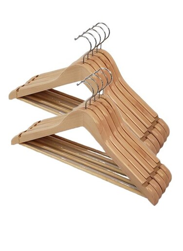 Pack of 10 Non-Slip Thickened Wooden Hangers