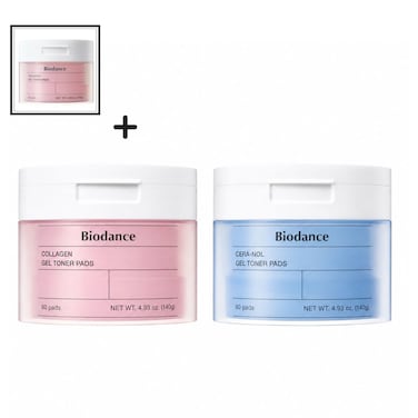 Biodance Gel Toner Pads Set (Collagen + Cera-Nol) + FREE Collagen Gel Toner Pads   60 Pads Each   Korean Skincare