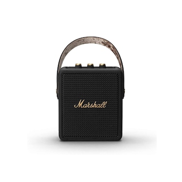 Marshall Stockwell 2 Bluetooth Wireless Stereo Speaker, 20 Hours Play Time, IPX4 Water-Resistant, USB-C Charging, Bluetooth 5.0, 360&deg; True Stereophonic Sound, Black/Brass
