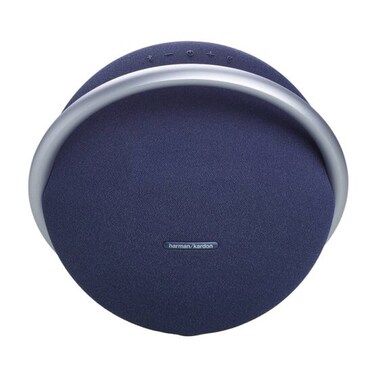 Harman Kardon Portable Bluetooth Speaker Onyx Studio 8, Bluetooth 5.2, Dual Microphones, 8 Hours Playtime, Li-ion Polymer Battery, Self-Tuning Tech, Recycled Plastic, Blue
