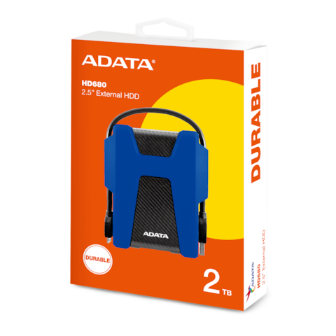 ADATA HD680 DURABLE 2TB External HDD Portable Hard Drive   Anti Shock Fast Data Transfer Rate   Blue