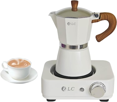 DLC Electric Moka Coffee Maker, 300ml Capacity, White - DLC-7336W