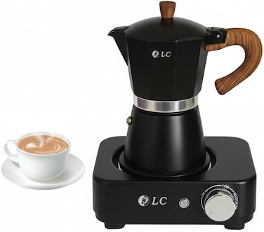 DLC Electric Moka Coffee Maker, 300ml Capacity, Black - DLC-7336B
