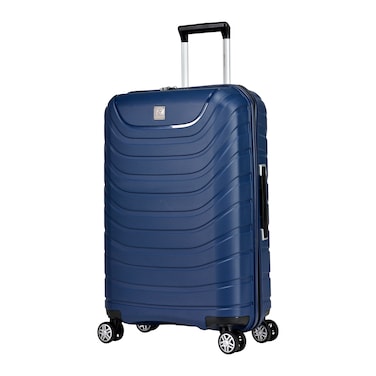 Eminent Hard Case Medium Checked Travel Bag Luggage Trolley Polypropylene Lightweight Suitcase 4 Quiet Double Spinner Wheels With Tsa Lock B0011 Dark Blue