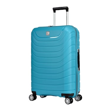 Eminent Hard Case Medium Checked Travel Bag Luggage Trolley Polypropylene Lightweight Suitcase 4 Quiet Double Spinner Wheels With Tsa Lock B0011 Light Blue