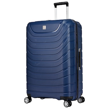Eminent Hard Case Large Checked Travel Bag Luggage Trolley Polypropylene Lightweight Suitcase 4 Quiet Double Spinner Wheels With Tsa Lock B0011 Dark Blue