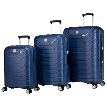 Eminent Hard Case Suitcase Trolley Luggage Set of 3 Polypropylene Lightweight Travel Bag 4 Quiet Double Spinner Wheels With Tsa Lock B0011 Dark Blue