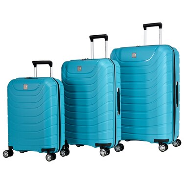 Eminent Hard Case Suitcase Trolley Luggage Set of 3 Polypropylene Lightweight Travel Bag 4 Quiet Double Spinner Wheels With Tsa Lock B0011 Light Blue