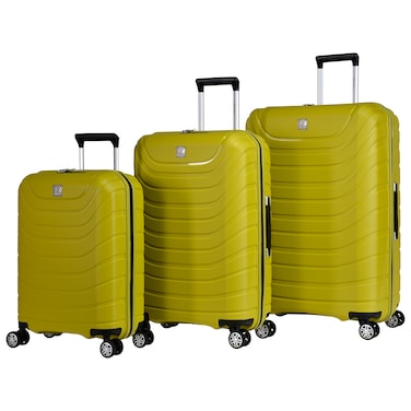 Eminent Hard Case Suitcase Trolley Luggage Set of 3 Polypropylene Lightweight Travel Bag 4 Quiet Double Spinner Wheels With Tsa Lock B0011 Chartreuse
