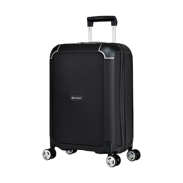 Eminent Hard Case Cabin Travel Bag Luggage Trolley Polypropylene Lightweight 4 Quiet Double Spinner Wheels Suitcase With TSA Lock B0002 Black