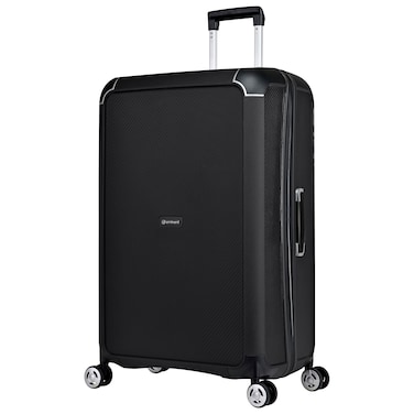Eminent Hard Case Large Checked Travel Bag Luggage Trolley Polypropylene Lightweight 4 Quiet Double Spinner Wheels Suitcase With TSA Lock B0002 Black