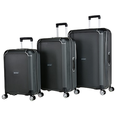 Eminent Hard Case Suitcase Trolley Luggage Set of 3 Polypropylene Lightweight 4 Quiet Double Spinner Wheels Travel Bags With TSA Lock B0002 Gray