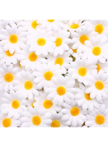 JOHOUSE Artificial Daisy, 200PCS Silk Daisy Artificial Gerber Daisy Artificial Chrysanthemum Daisy Flowers Heads for Wedding Decoration Home Decoration, 1.5inch, White