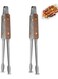 2-Pack 9.5" Stainless Steel Kitchen Tongs with Wooden Handle, Cooking Tweezers for Grilling, BBQ, Salad, Plating &amp; Serving