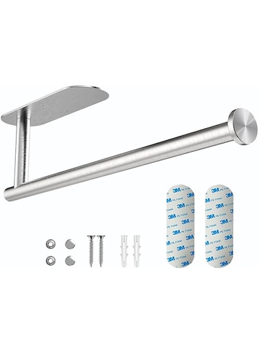 Aputue Paper Towel Holders, 304 Stainless Steel Self-Adhesive Paper Towel Bar, Wall Mount Paper Towel Holder Under Cabinet for Kitchen Bathroom, Both Available in Adhesive and Screw