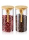 . Glass Spice Beans Jars with Bamboo Lid and Spoons, 47oz Airtight Food Storage Containers, Kitchen Pantry Canister Set for Coffee Bean, Sugar, Dry Goods,Tea, Spices and More (2 Set)