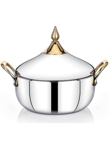 Home Maker Alia Hot Pot with Lid and Handle, 1500 ml Capacity, Silver