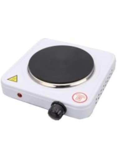 Versatile Single Burner Electric Hot Plate - Adjustable Temperature Control - Overheat Protection - Cast Iron Heating Plate-Portable Hob for Home Convenient Tabletop Cooking Solution-White
