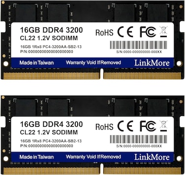 LinkMore 32GB Kit (2 x 16GB) DDR4 3200MH SODIMM (PC4-25600) CL19 1.2V Laptop Memory Module (International Version)