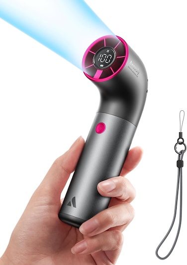 Aecooly Portable Handheld Fan, Powerful Turbo Mini Fan, 19000 RPM High Speed Aero Ultra, 15H Max Cooling Time, 7 Gears Aluminum Case,Rechargeable Personal Small Travel Essentials, Gifts for Women-Grey