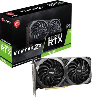 بطاقة الرسومات MSI GeForce RTX 3060 VENTUS 2X 12G OC   12 جيجابايت جي دي دي آر 6   نفيديا GPU   تتبع الأشعة وDLSS