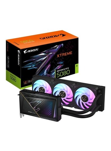 بطاقة رسومات GigaByte Aorus RTX 5080 Xtreme Waterforce بسعة 16 جيجابايت من نوع GDDR7