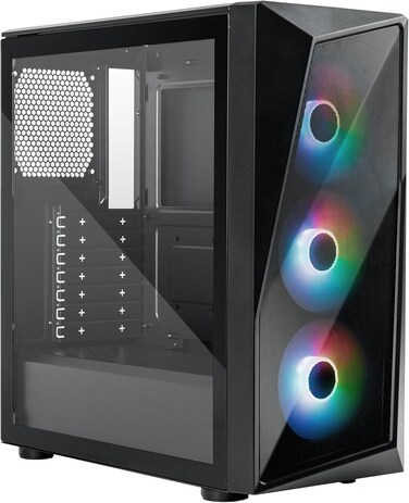 Cooler Master CMP 520 PC Case - Mid-Tower ATX Chassis with Mesh Geode Front Intake, 3 x 120mm ARGB Fans, Tempered Glass Side Panel, Versatile Cooling &amp; Component Support, Breathable PSU Shrou