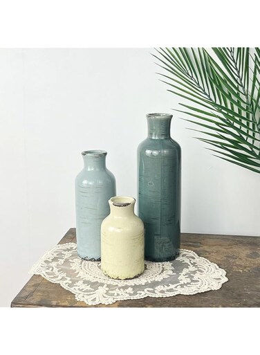 Ceramic vase 3 Piece Set, Small Flower vase for Home Decoration, Modern Farmhouse Decoration, Living Room,Vases For Your Kitchen, Bedroom, Office, Living Room, Bathroom, &amp; Shelf Centerpiece Table Deco