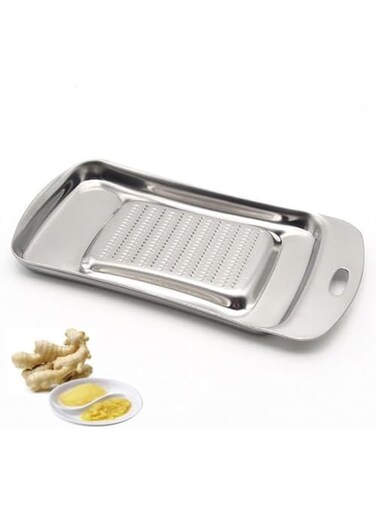 Stainless Steel Ginger Grater &amp; Zester - Multi-Purpose Kitchen Grater for Garlic, Wasabi, Cheese, Lemon Zest &amp; Nutmeg - Professional Grade Sushi/Sashimi Tool with Anti-Slip Handle (1 Piece)