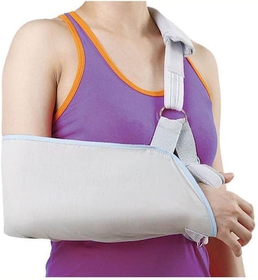 Wellcare Shoulder Tc Sling Medium Size (11-12 Inches / 28-30 Cm), Breathable Lining With Thumb Support, To Stabilize Fractured, Injured Arm &amp; Shoulder, Grey