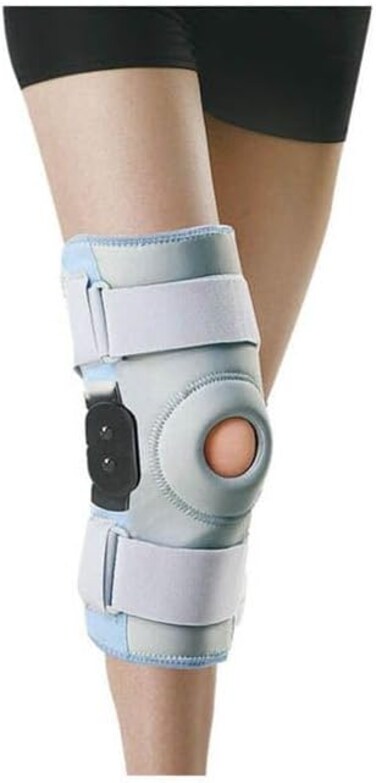 دعامة الركبة المفصلية - مقاس L (15-16 انش/ 38-40.5 سم)، اصابات الرباط الجانبية، التواء واجهاد الركبة المتوسط، اصابات الغضروف المفصلي، رمادي