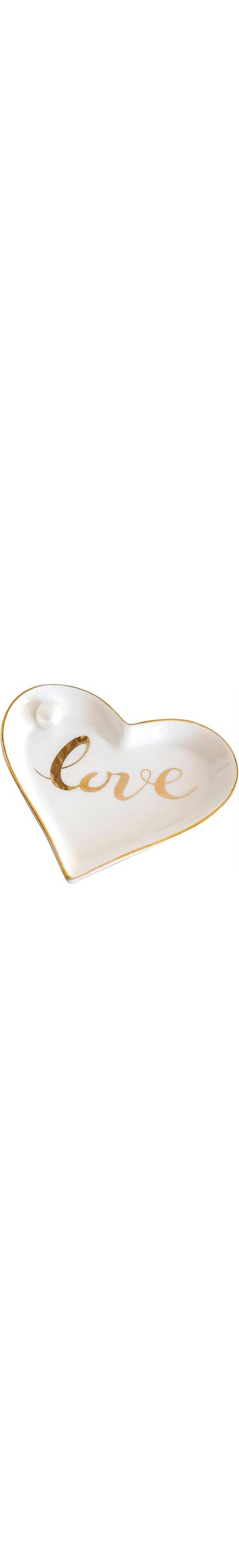 COOLBABY Ceramic Jewelry Dish Heart-Shaped Love Ring Tray Decorative Trays Ceramic Tray Heart Shape Plate Organizer Display Heart with Gold Rim Decoration for Home Wedding Gift