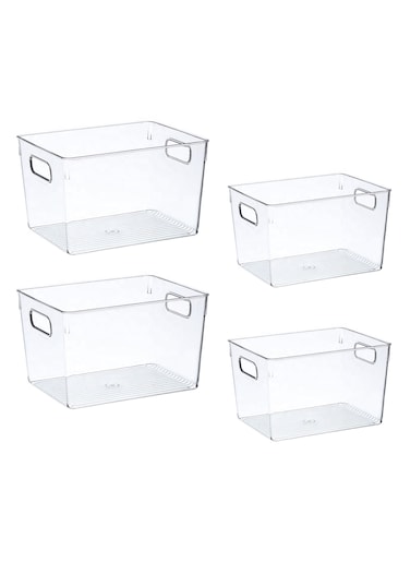 FCG Home - Clear Plastic Refrigerator Storage Organizer Box (Multipack, 4pc)