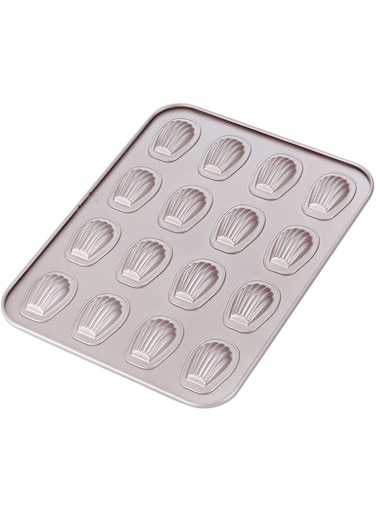 CHEFMADE Mini Madeleine Mold Cake Pan, 16-Cavity Non-Stick Tiny Oval Shell Madeline Bakeware for Oven Baking (Champagne Gold)