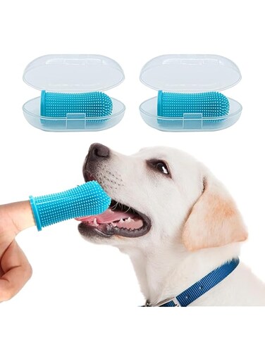 Oasisgalore Silicone Finger Toothbrush for Dog, Cleaning Toothbrush With Storage Case for Cat Dental Care