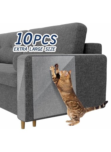 Anti Scratching Tapes, 10pcs Furniture Protectors For Cats, 5 Pack 17" x 12" and 5 Pack 17" x 10" Cat Scratch Deterrent Tape, Cat Scratch Deterrent Tape for Furniture, Couch, Sofa, Chair and Leather