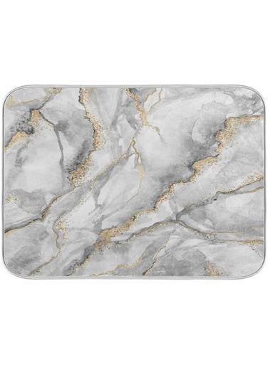Dussdil White Marble Dish Drying Mat for Kitchen Counter 16 x 18 Inch Gold Marbling Granite Absorbent Microfiber Dry Dishes Mats Drainer Mat Dish Drying Pad for Countertops