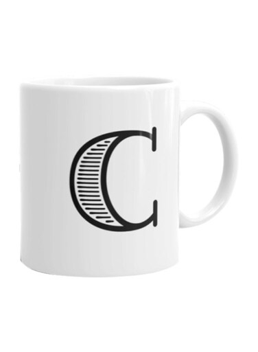 Alphabet C Printed Ceramic Coffee Mug White/Black