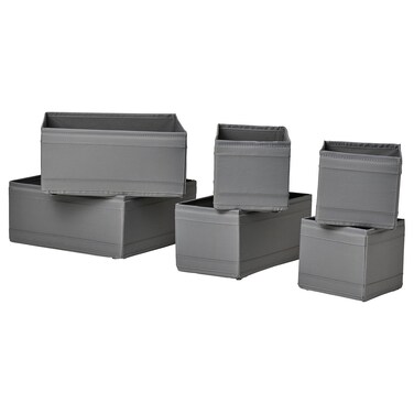 Drawer Organiser Box, Dark Grey &acirc;&euro;&ldquo; Set of 6